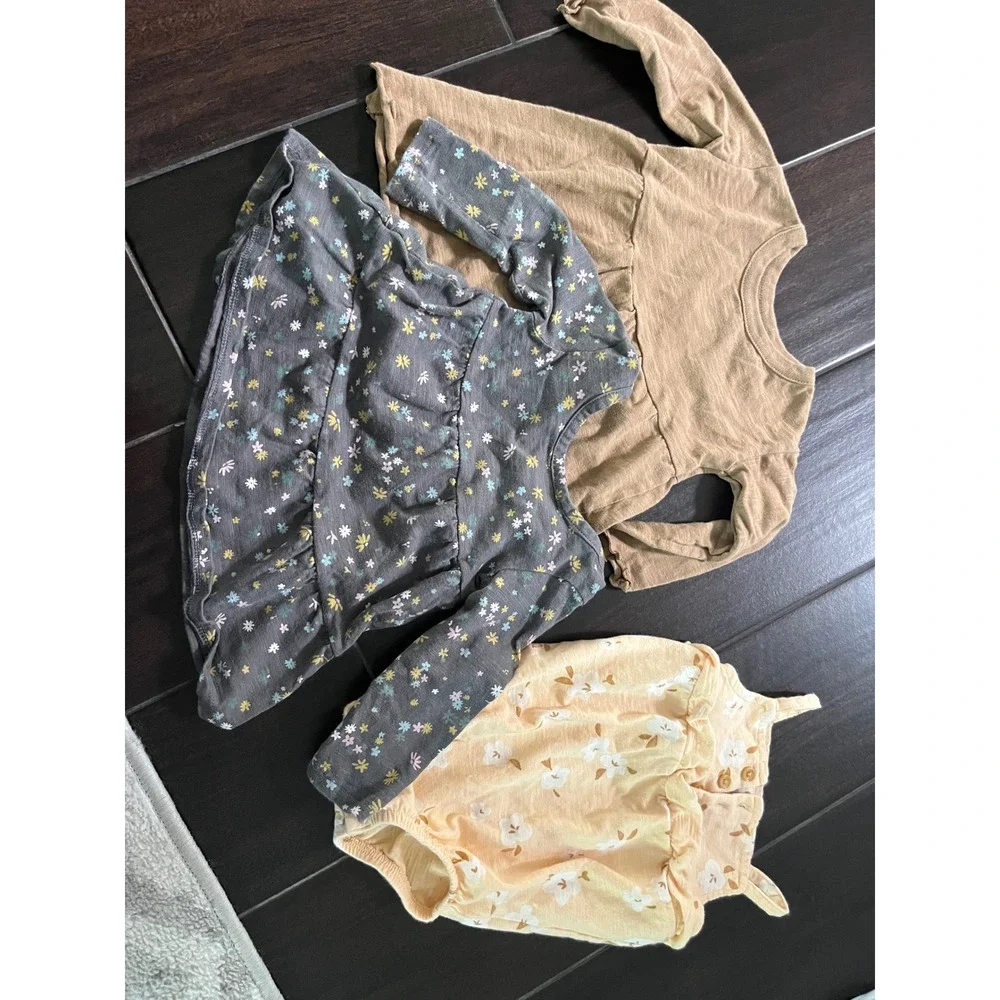 Little Co Lauren Conrad Organic Cotton 3pc Bundle Peplum Tops Romper 3M 6M Kids - Picture 1 of 8